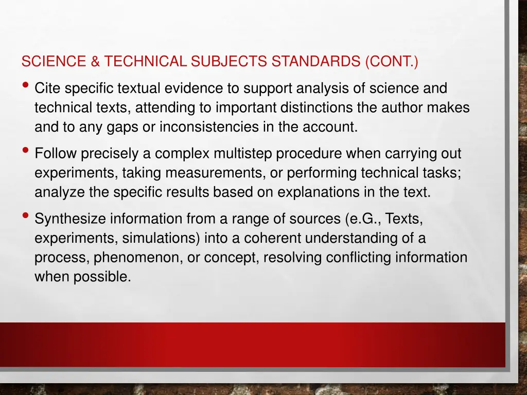 science technical subjects standards cont cite