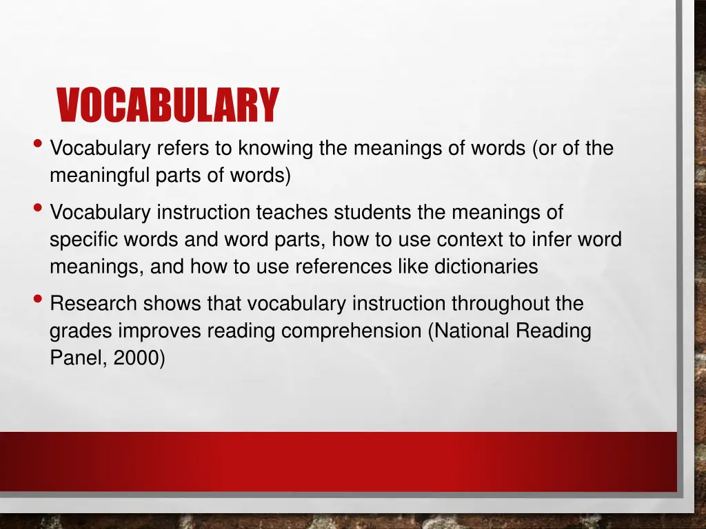 vocabulary vocabulary refers to knowing