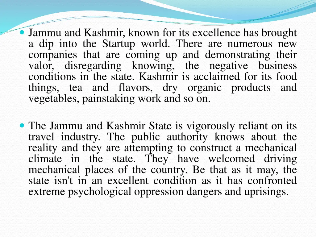 jammu and kashmir known for its excellence