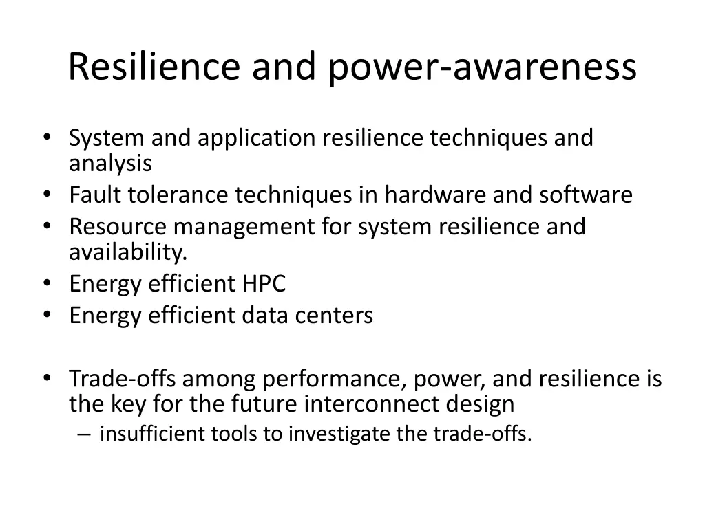 resilience and power awareness