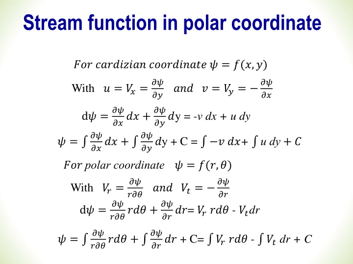 stream function in polar coordinate
