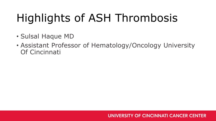 highlights of ash thrombosis