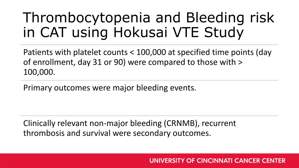 thrombocytopenia and bleeding risk in cat using 1