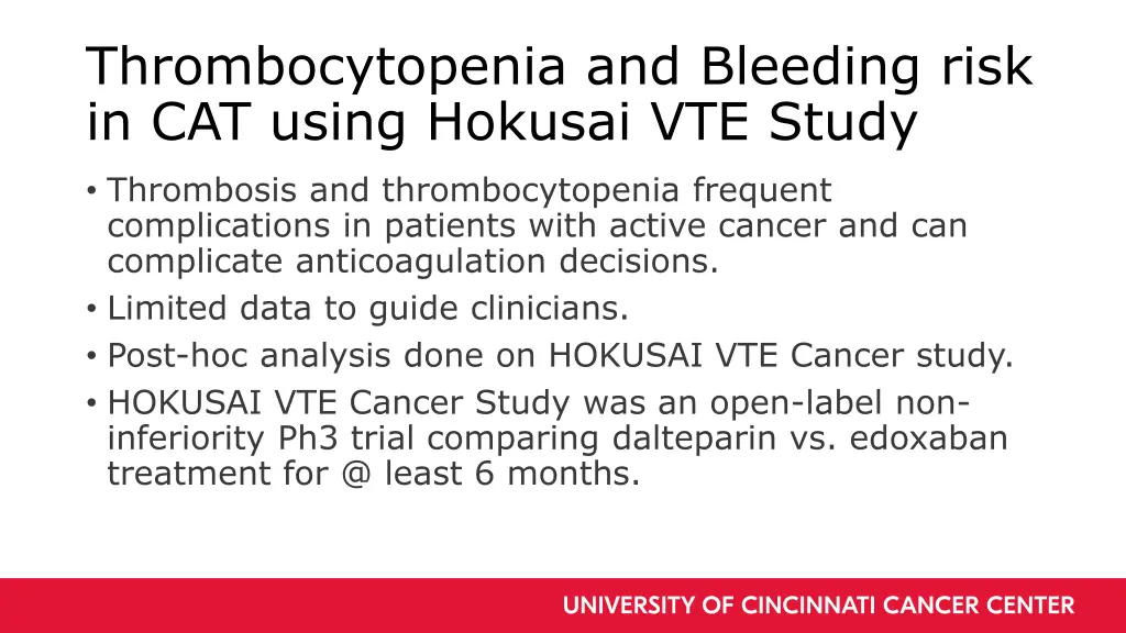 thrombocytopenia and bleeding risk in cat using
