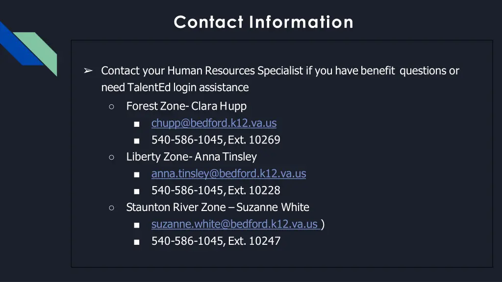 contact information