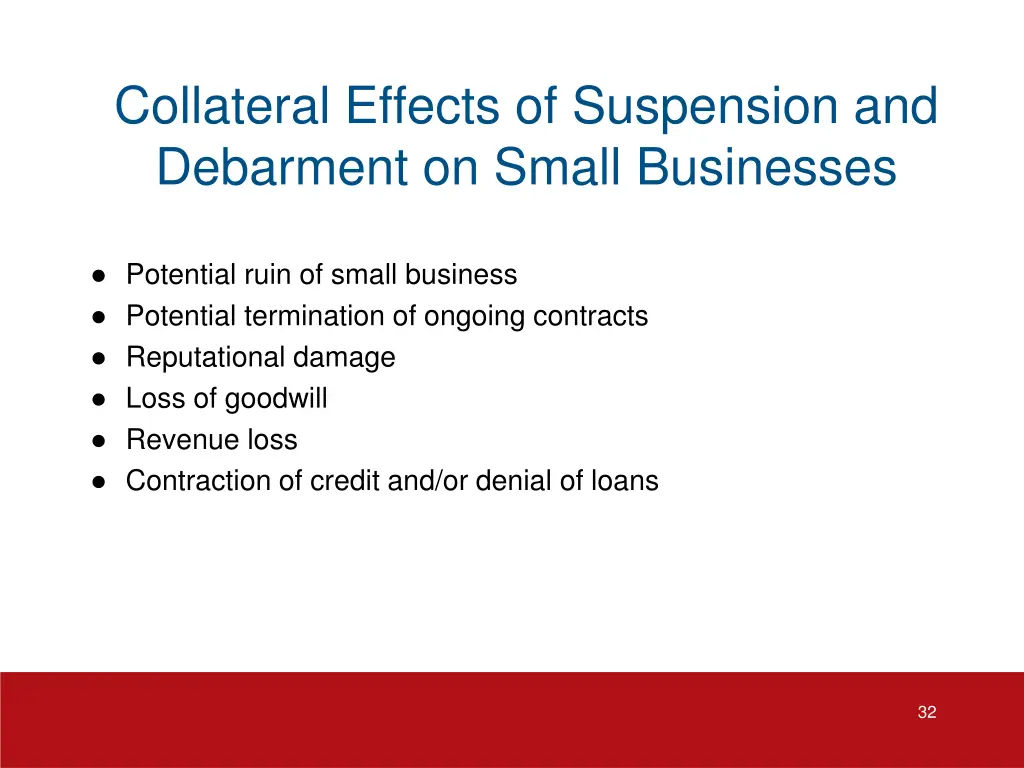 collateral effects of suspension and debarment