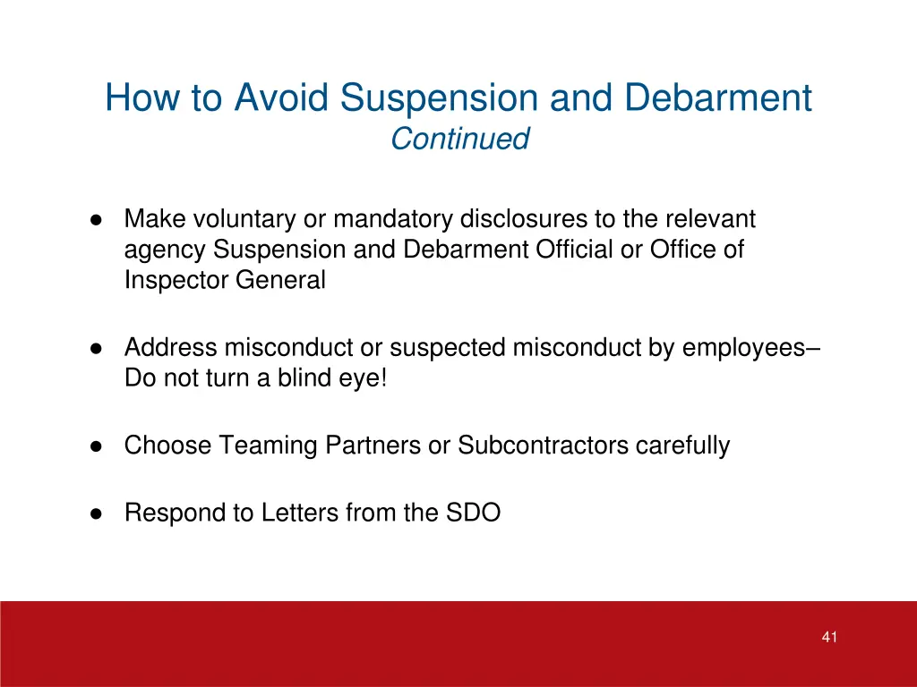how to avoid suspension and debarment continued 3