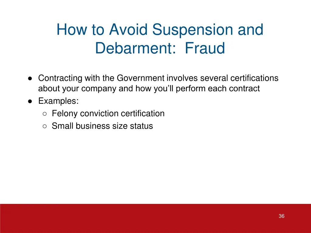 how to avoid suspension and debarment fraud