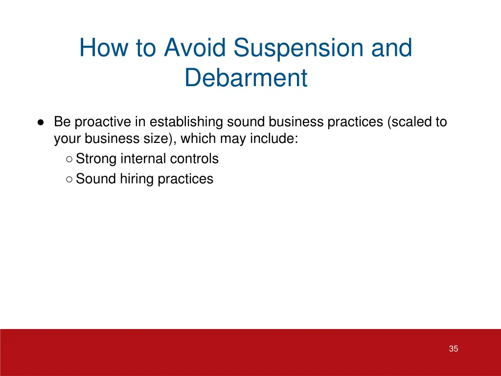 how to avoid suspension and debarment