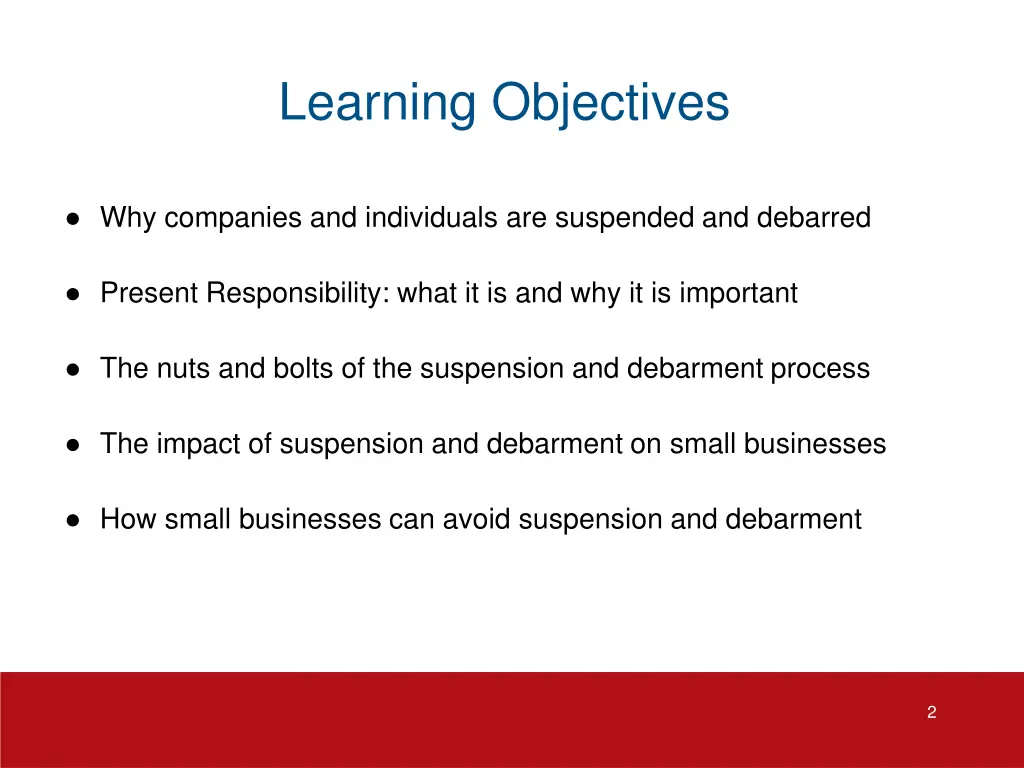 learning objectives