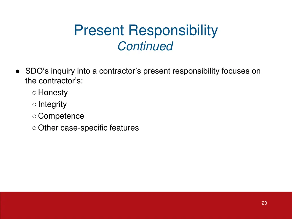 present responsibility continued