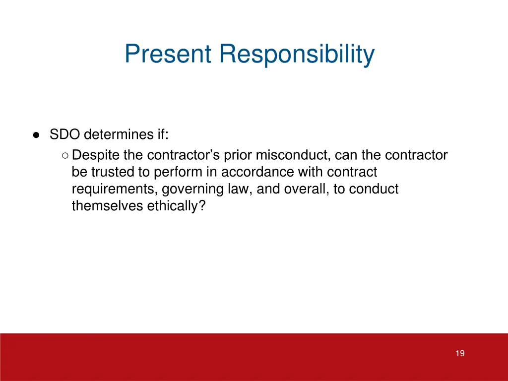 present responsibility