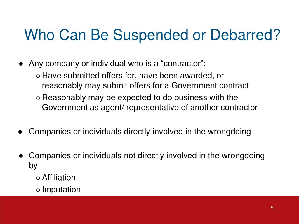 who can be suspended or debarred 1
