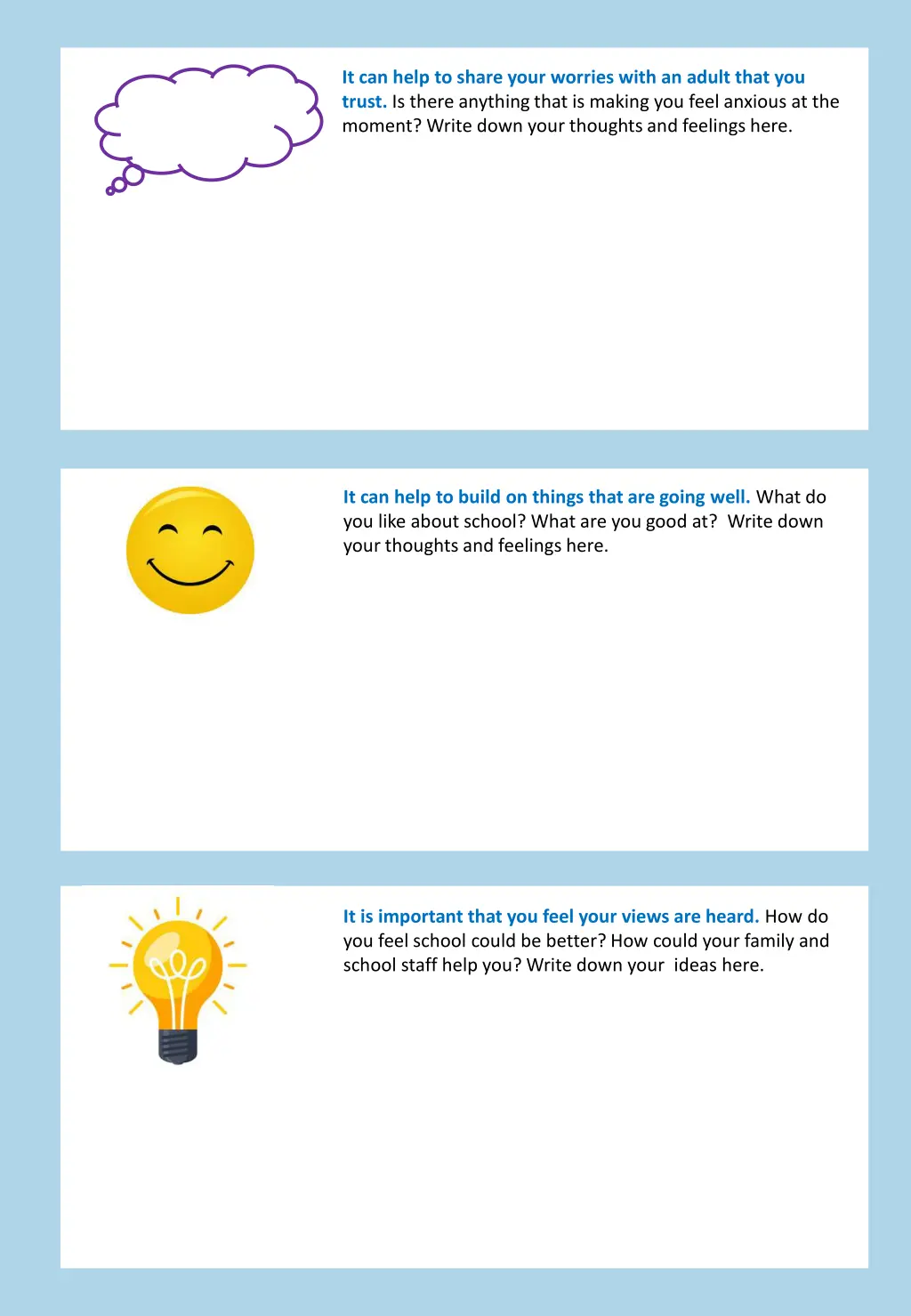it can help to share your worries with an adult