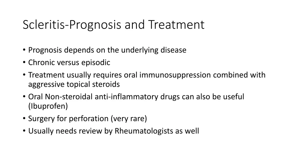 scleritis prognosis and treatment