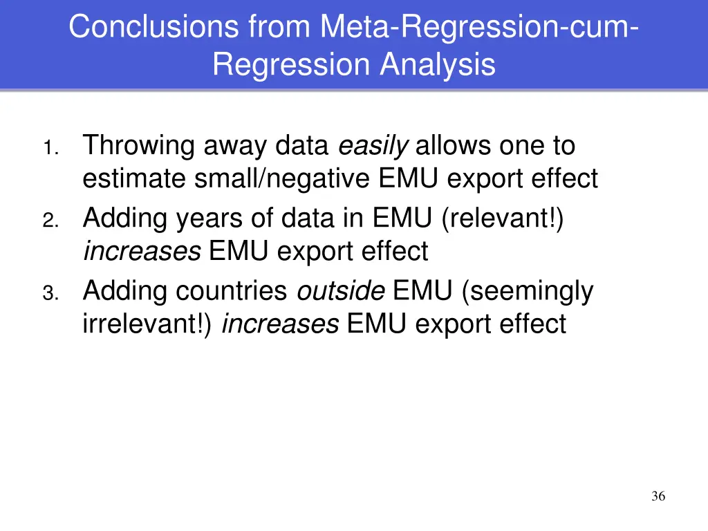 conclusions from meta regression cum regression
