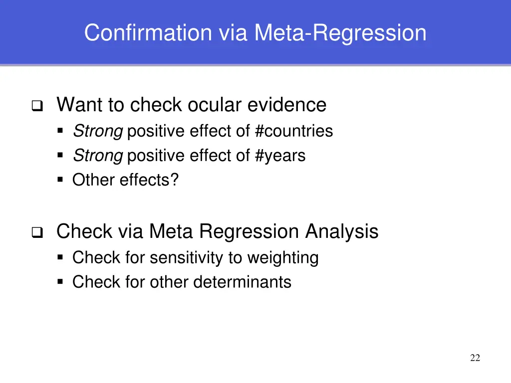 confirmation via meta regression