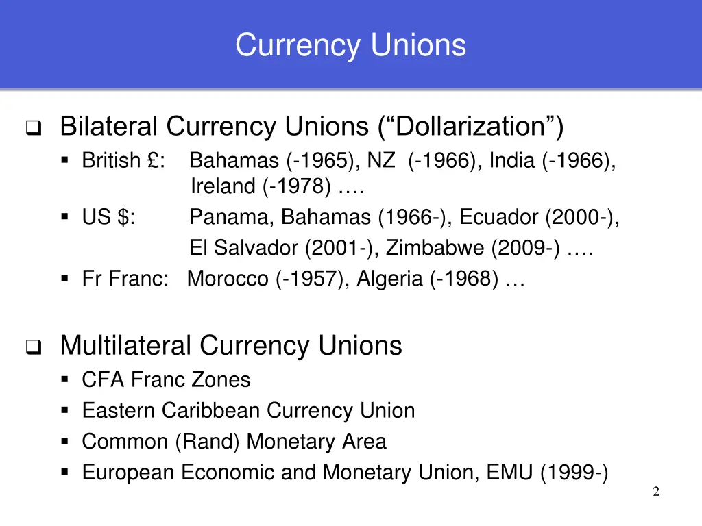 currency unions