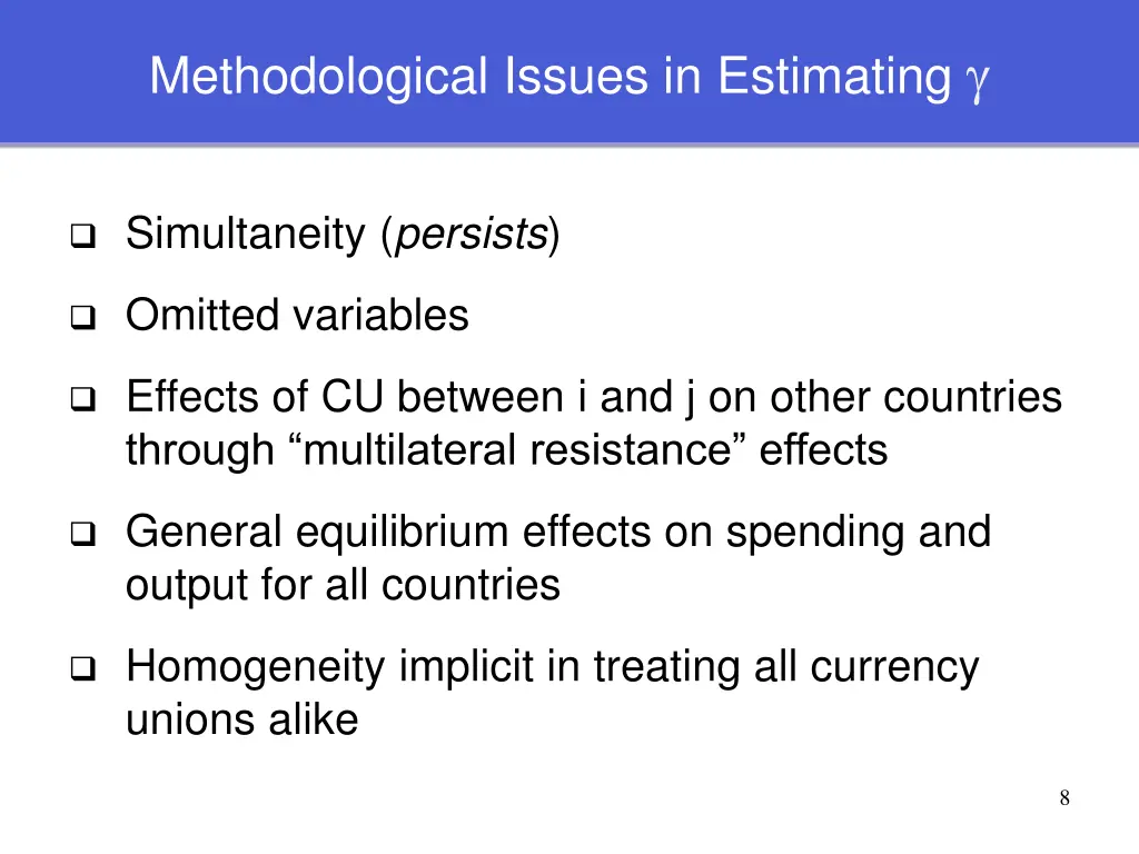 methodological issues in estimating