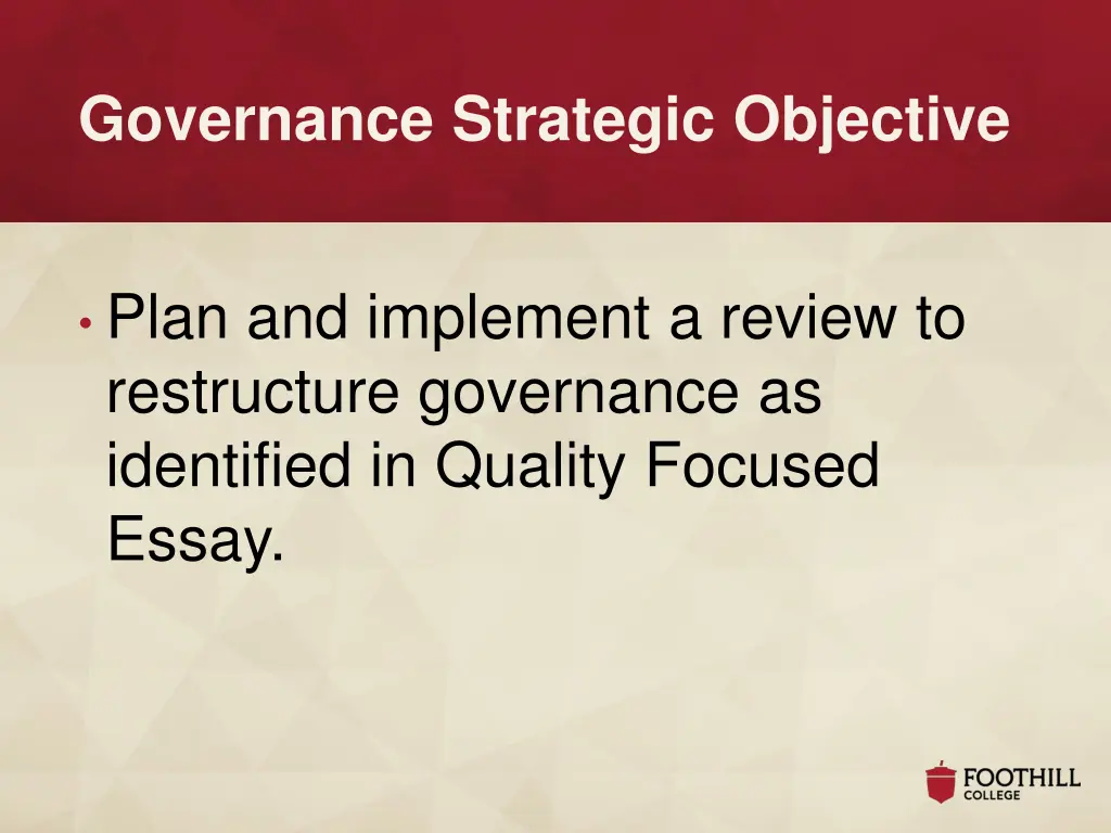 governance strategic objective