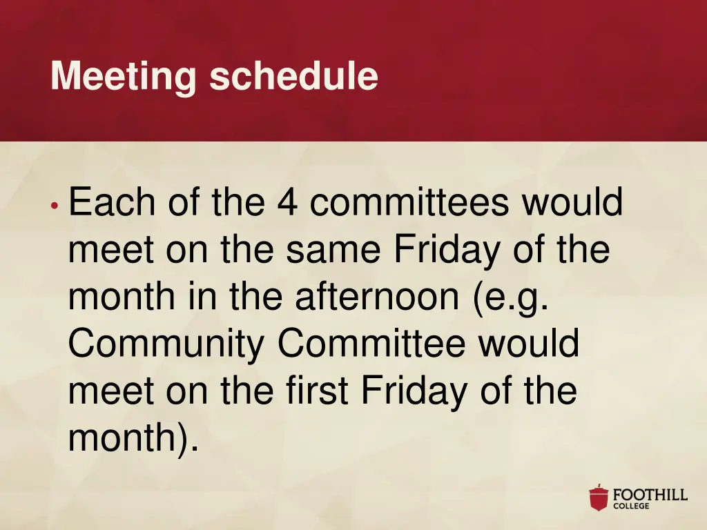 meeting schedule