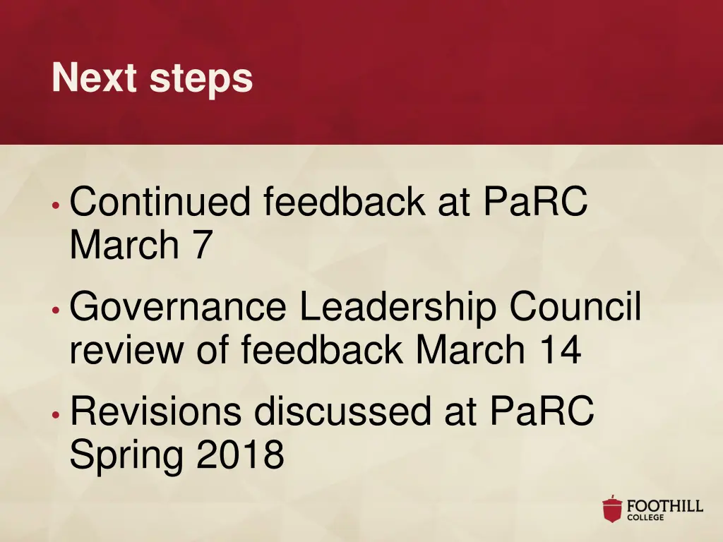 next steps