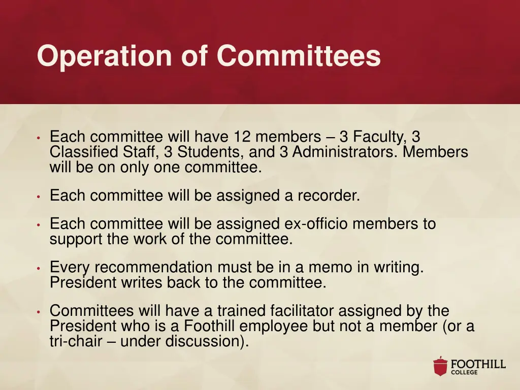 operation of committees