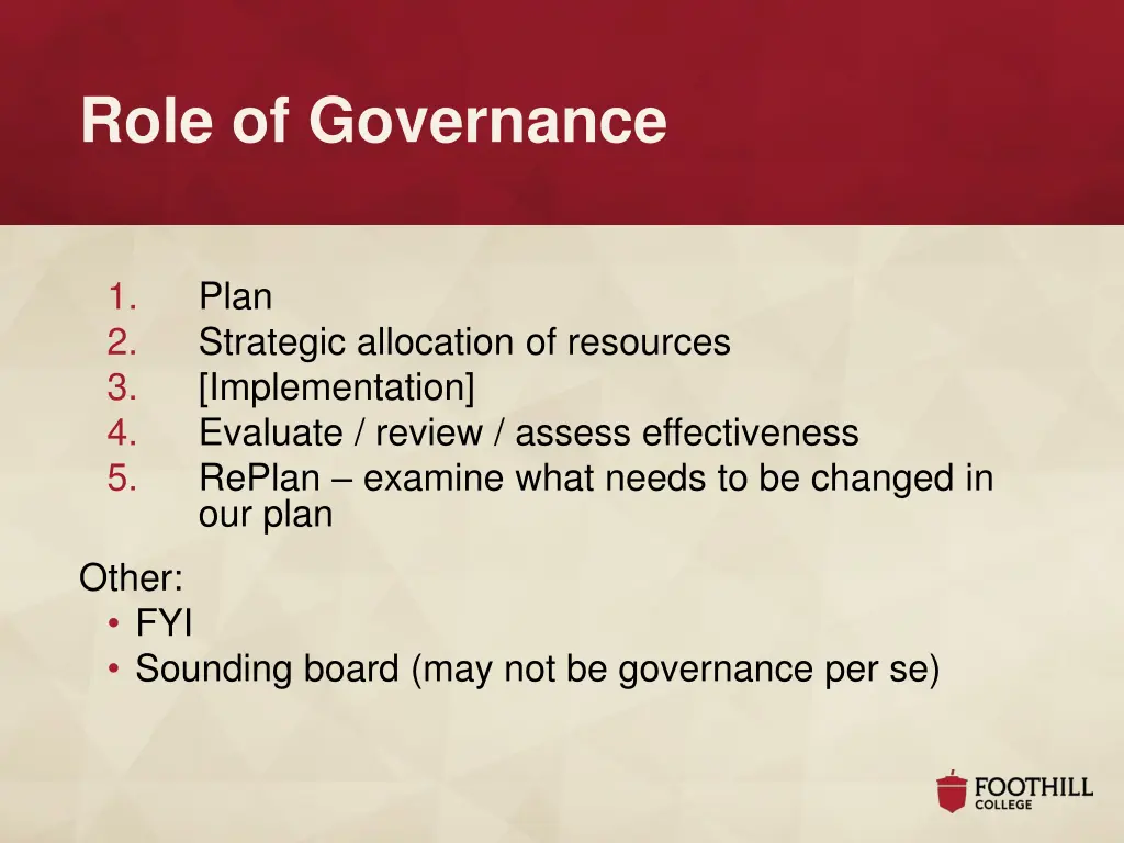 role of governance