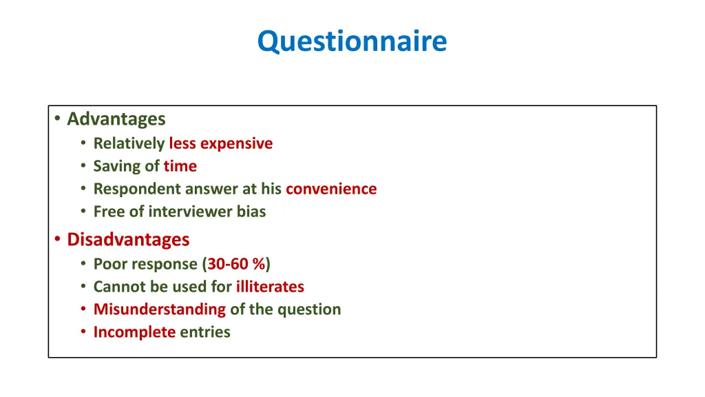 questionnaire 1