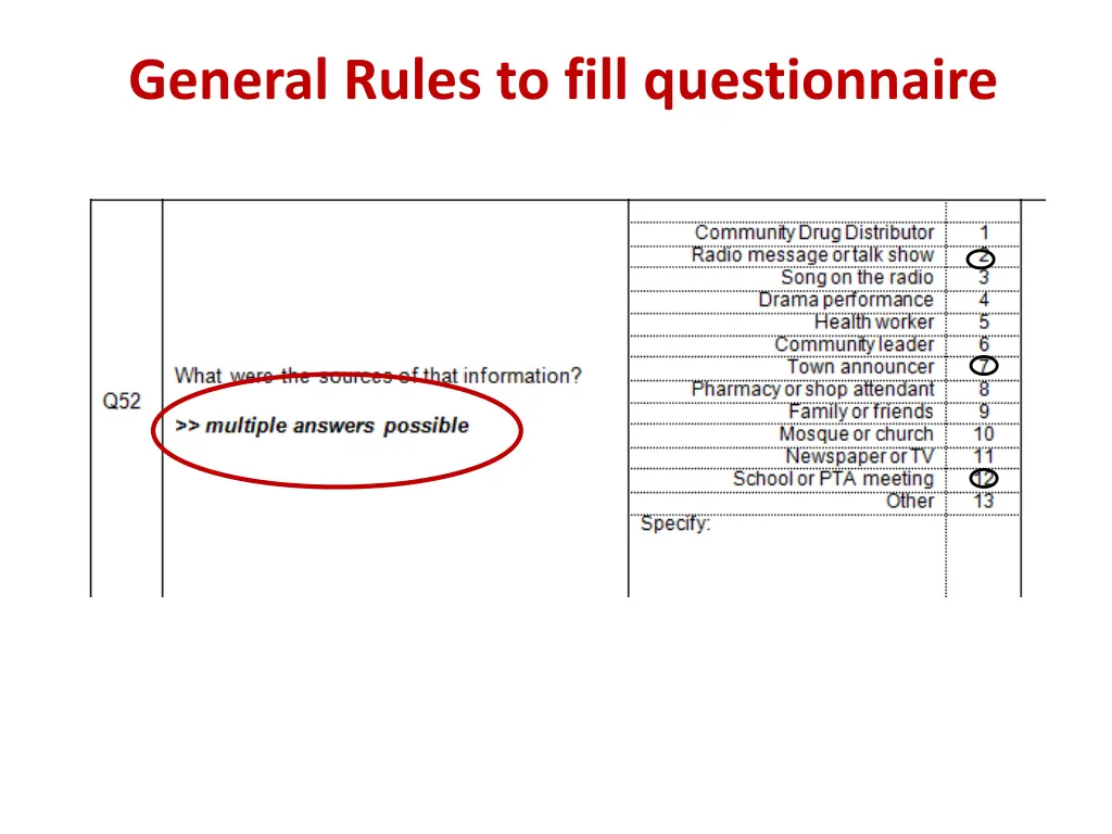 general rules to fill questionnaire 3