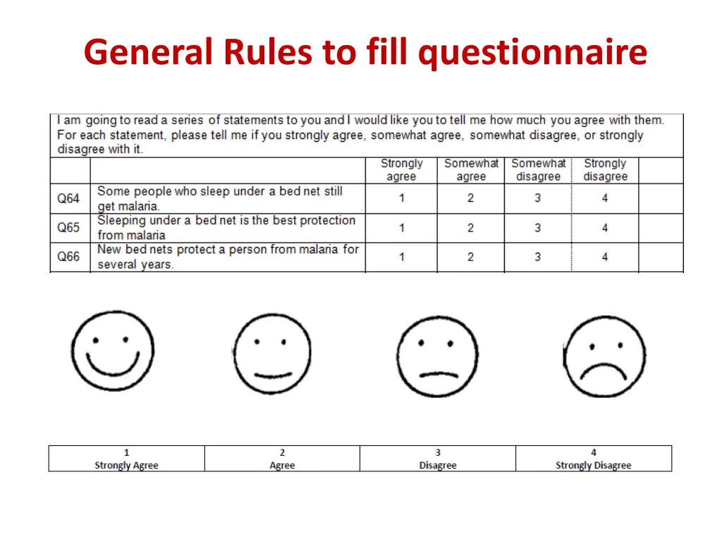 general rules to fill questionnaire 4