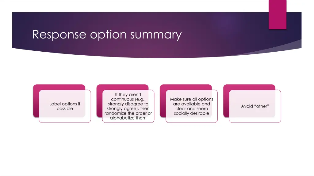 response option summary