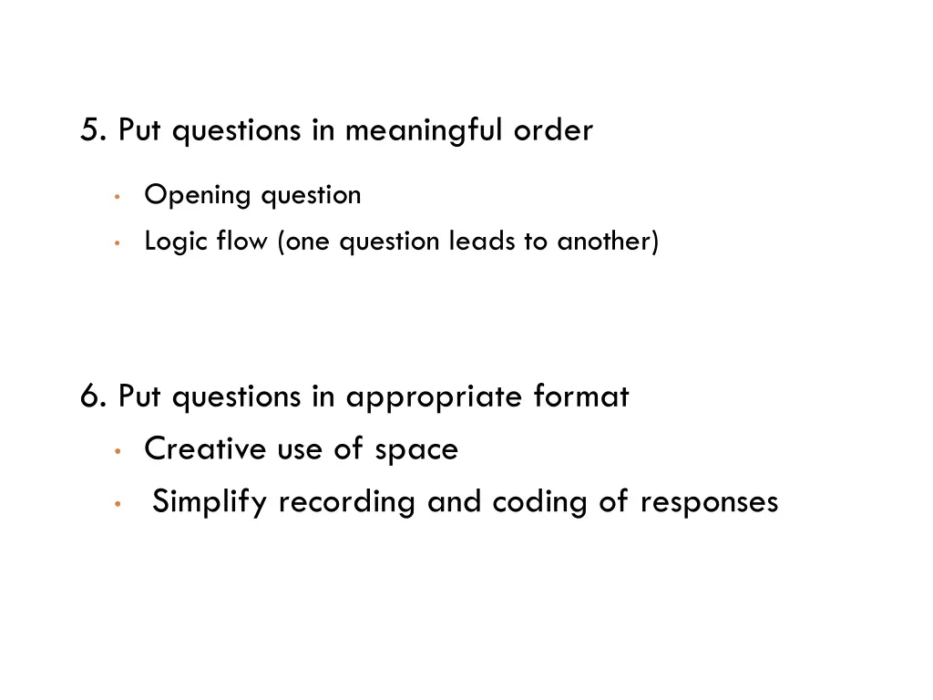 5 put questions in meaningful order