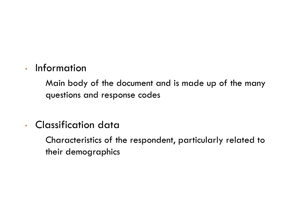 information main body of the document and is made