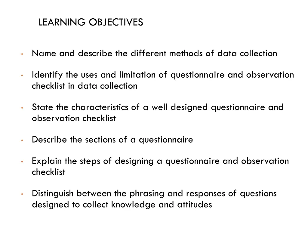 learning objectives