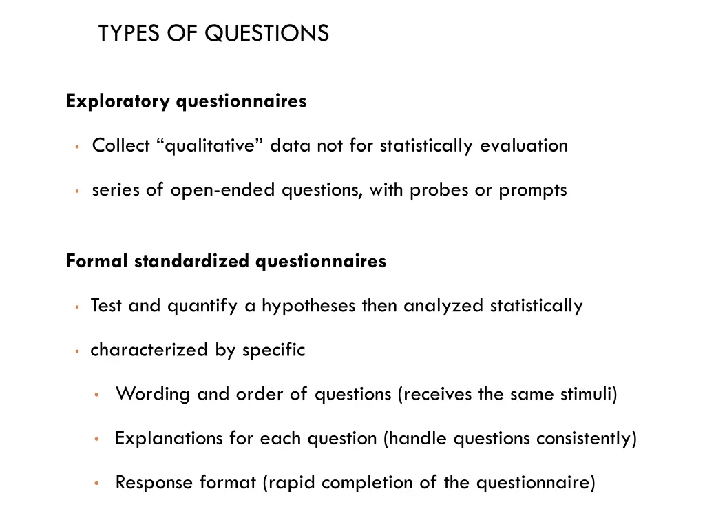 types of questions
