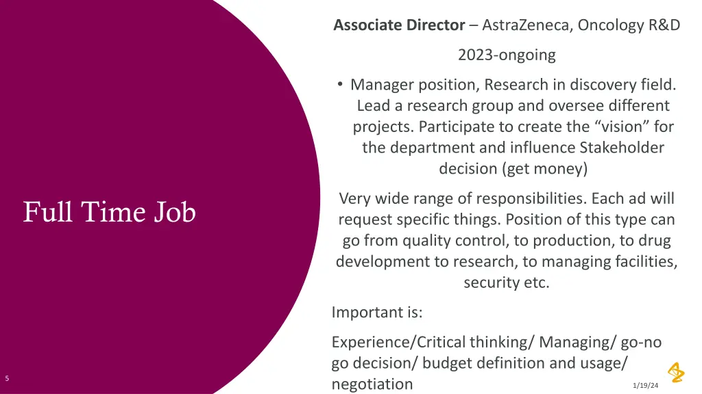 associate director astrazeneca oncology r d