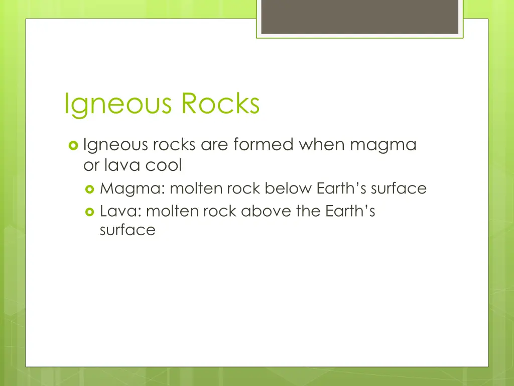 igneous rocks