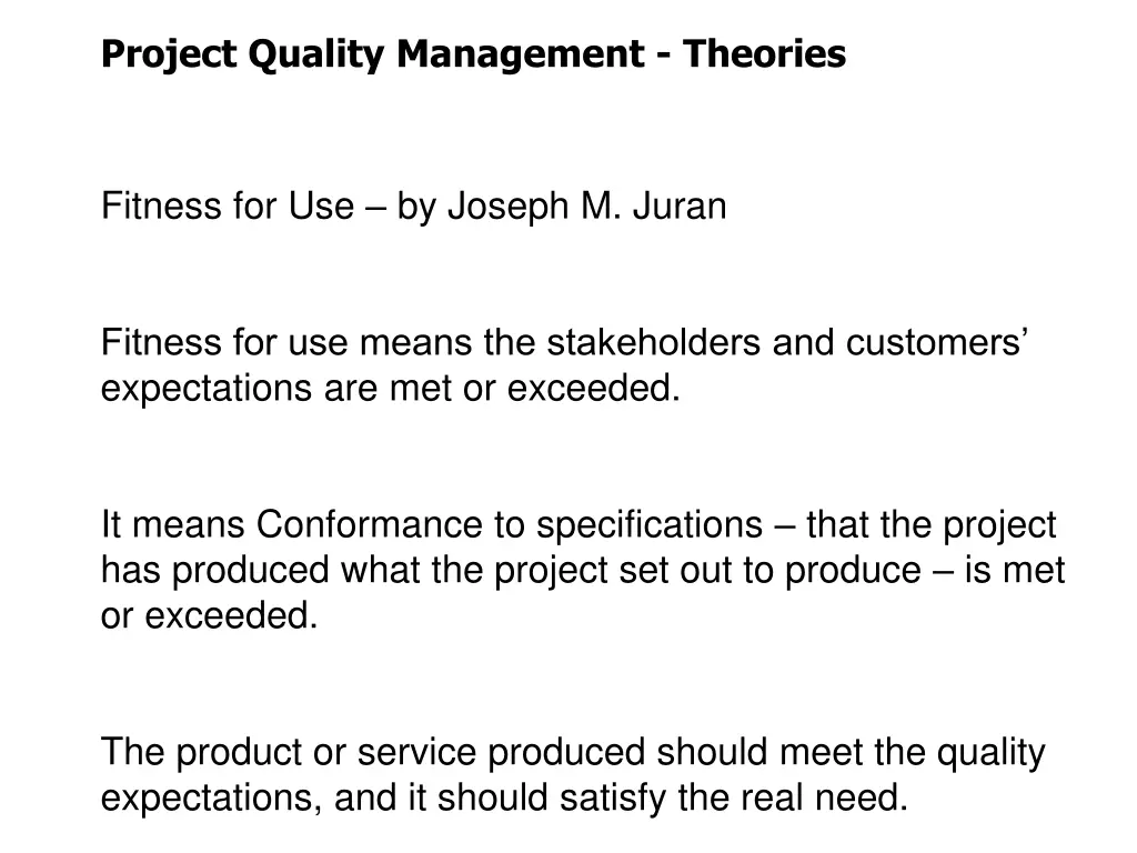 project quality management theories