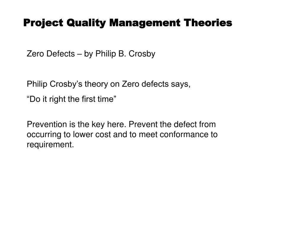 project quality management theories project