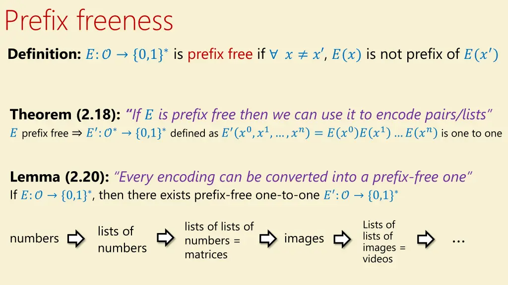 prefix freeness definition 0 1 is prefix free