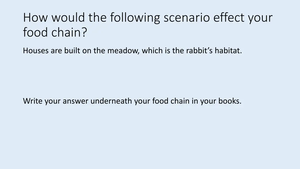 how would the following scenario effect your food 1