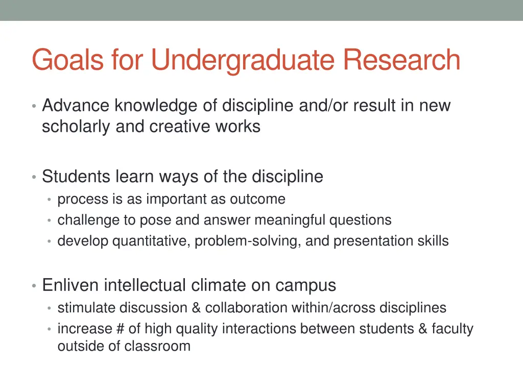 goals for undergraduate research 1