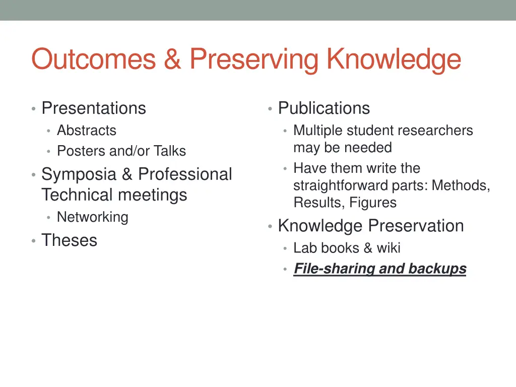 outcomes preserving knowledge
