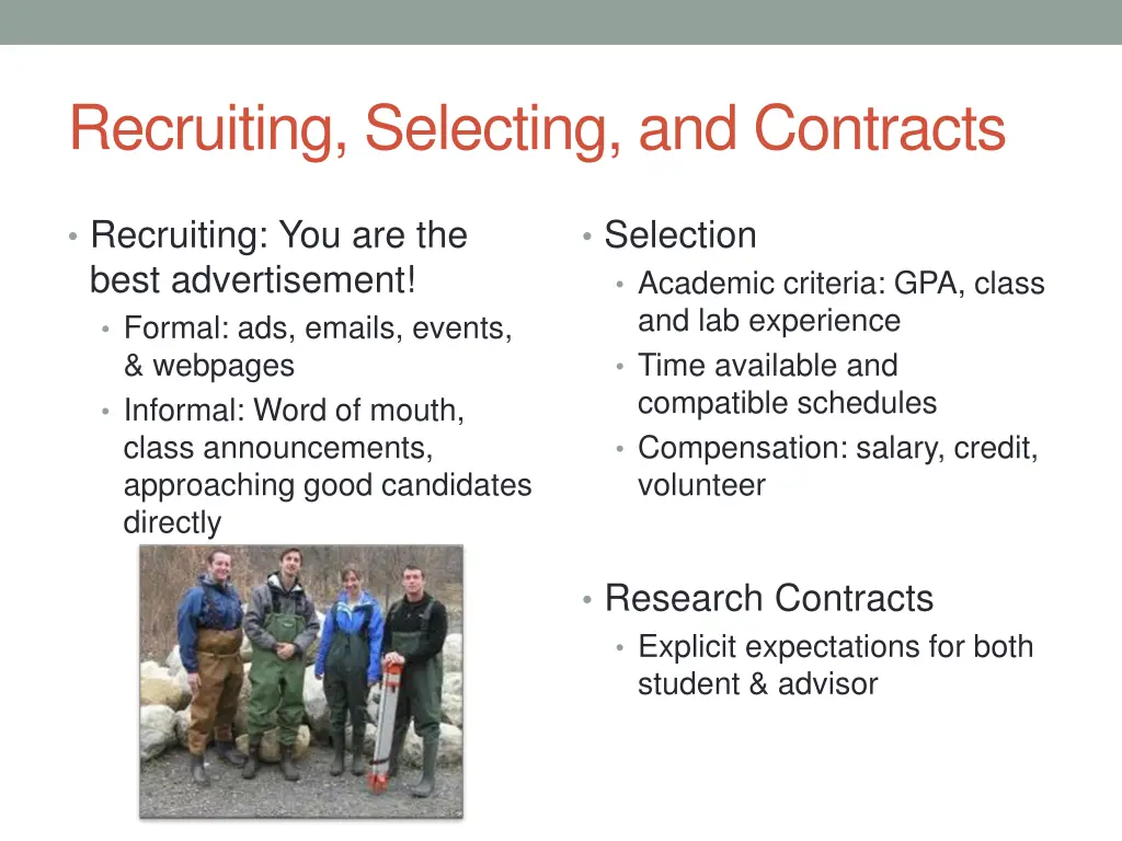 recruiting selecting and contracts