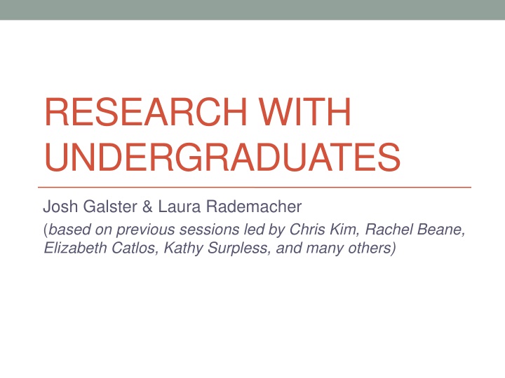 research with undergraduates