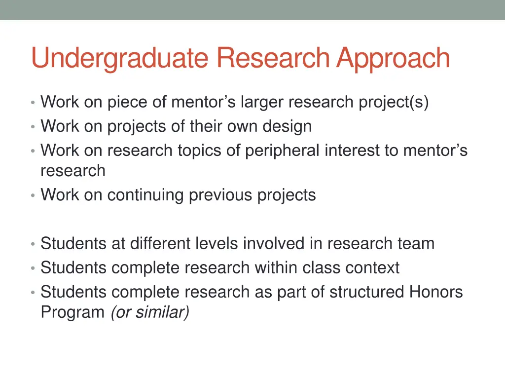 undergraduate research approach