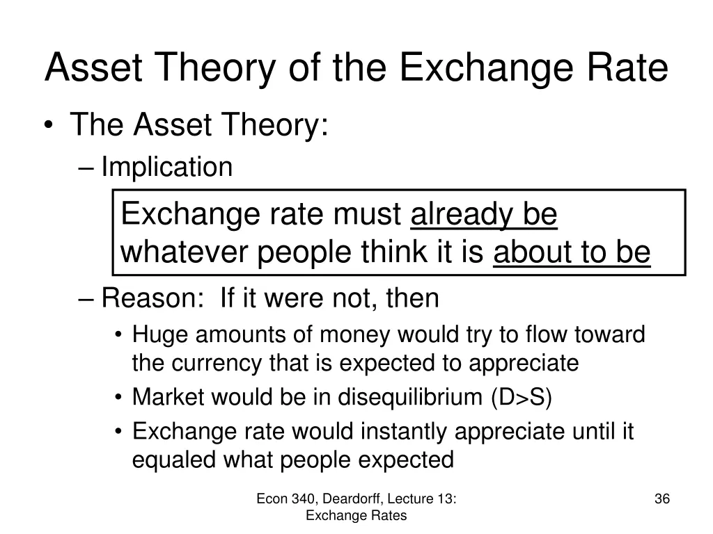 asset theory of the exchange rate the asset