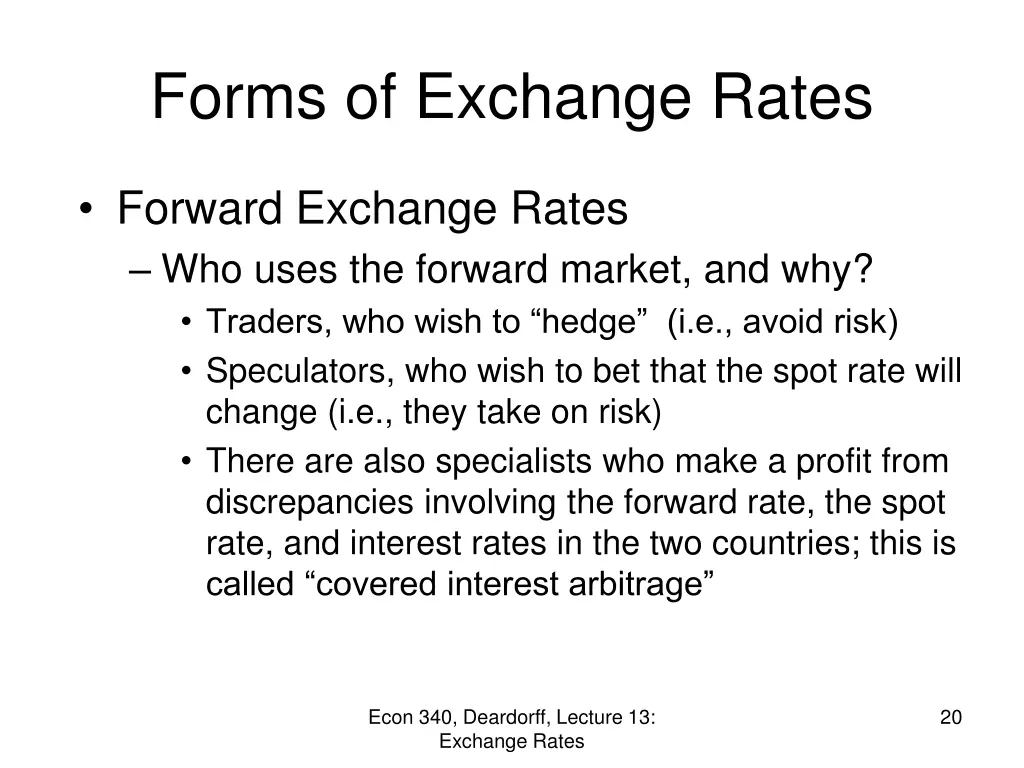 forms of exchange rates 8