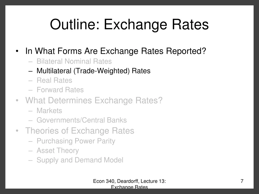 outline exchange rates 1